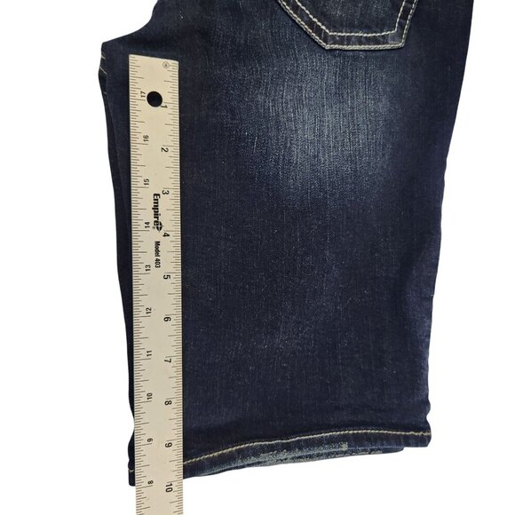 Silver Jeans Co Suki Bermuda Shorts W31/L11 Womens Dark Wash Stretch Distressed - Picture 7 of 16
